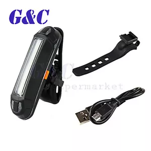 USB Rechargeable Bike Bicycle LED Tail Lamp Safety Cycling Warning Rear Lamp - Picture 1 of 30