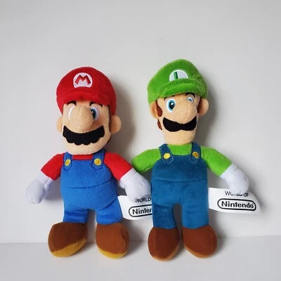 2 任天堂世界 2019 Luigi 9 和马里奥 8 英寸毛绒娃娃填充玩具超级兄弟 — 第 1/4 张图片