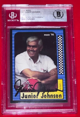 Junior Johnson "HOF & NASCAR Greatest 50" 1991 Maxx Signed Auto Card BAS Beckett - Image 1 of 4