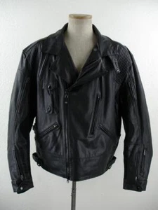 Mens 2XL First Gear Premium Motorcycle Riding Jacket Black Leather Insulated Zip - Picture 1 of 24