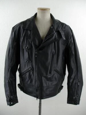 Mens 2XL First Gear Premium Motorcycle Riding Jacket Black Leather Insulated Zip - Image 1 of 4