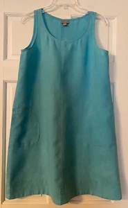 J. JILL Dress Size Petite Small 100% Linen Turquoise Sleeveless Pockets Women’s - Picture 1 of 6