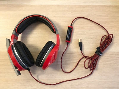 Gamdias Hebe Red Stereo Gaming Headset w/ Mic, Wired, USB, New without Box - Image 1 of 2