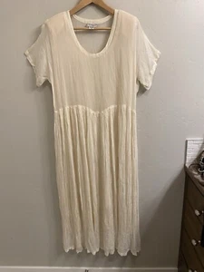 Nostalgia Vintage Women’s Size Large Ivory Sheer Organza Crinkle Lined Dress - Picture 1 of 22