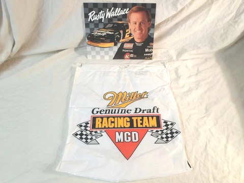 Rusty Wallace Souvenir Lot Plastic Bag/Postcard/Poster NASCAR Miller Racing 1993 Cover