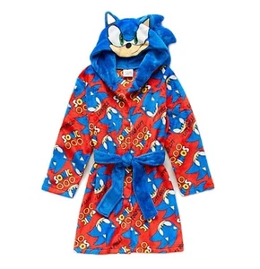 Sonic The Hedgehog Boy's Let's Roll Fleece Character Print Hooded Bathrobe, Robe - Picture 1 of 4