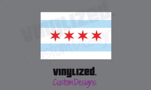 Chicago city flag Illinois bumper Sticker Vinyl Decal IL Chi Town Downtown Windy - Picture 1 of 1