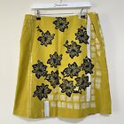 White Stuff Size 14 Mustard Yellow Linen Cotton Blend A Line Skirt Floral Print
