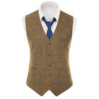 Herren Anzug Tweed Weste Herringbone Plaid Vintage Wolle Hochzeit Br&#228;utigam 3XL+