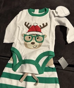 NWT KOALA KIDS Newborn Jolly Green Two Piece Reindeer Outfit Holiday Christmas - Picture 1 of 2