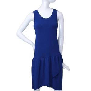 Lands End Women's X-Small 2-4 Petite Knit Tank Flounce Dress, Deep Lapis Blue - Picture 1 of 4