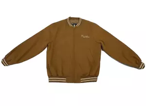 ASOS Design Men's Medium Wool Blend Brown Varsity Jacket Full Zipper - Picture 1 of 9