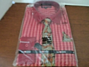 PHAT FARM Red Plaid Long Sleeve DRESS SHIRT & Paisley NECK TIE~Boys 12~NEW - Picture 1 of 3