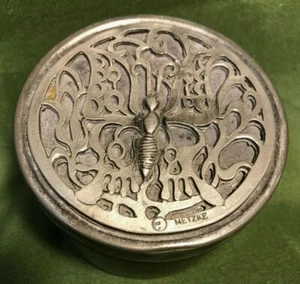 Butterfly Trinket tin by Metzke pewter design 2in tall 3 in round - Picture 1 of 4