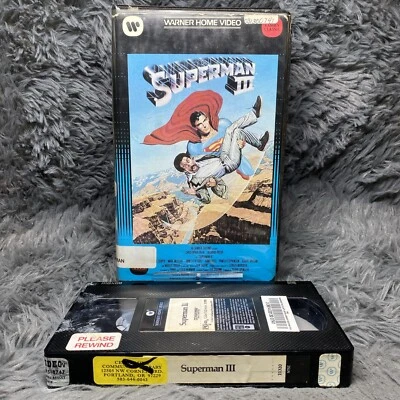 Superman III 3 VHS Tape 1983 Warner Home Video 1st Release Richard Pryor Movie Foto 1 de 4