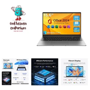 15.6" Windows 11 Pro Laptop, MS Office 2024, 8GB RAM 256GB Storage, Intel Cel... - Picture 1 of 10