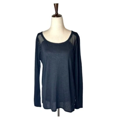 Zella Shirt Women Small Black Long Sleeve Mesh Cut Out Back Athletic Tee Yoga - Image 1 of 4