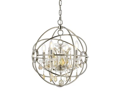 Elegant Lighting 1130D17-GT/RC Geneva 4 Light 17"W Crystal - Nickel - Image 1 of 4