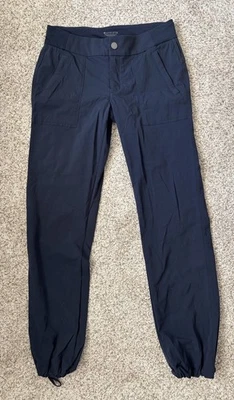 Athleta Pants Blue Joggers Cinched Ankles Mid Rise Zip Pockets Stretch Womens 2P - Image 1 of 4