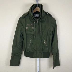 Delia’s Vintage Y2K Bomber Jacket Size M Medium Green Combat Utility - Picture 1 of 8