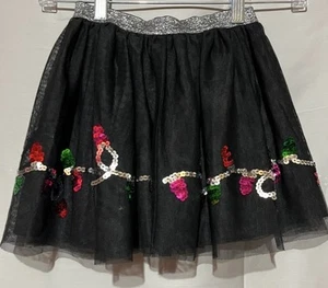 Cat & Jack Girls Christmas Skirt Black Tulle Tutu Xmas Lights Size S x/s 4x5 - Picture 1 of 2