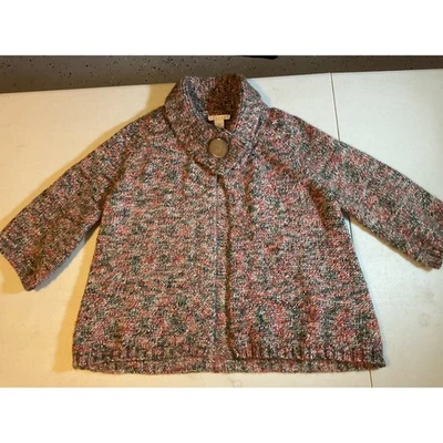 Cárdigan Suéter TWEEDS Para Mujer Multicolor Moteado Botón Frontal M Foto 1 de 4
