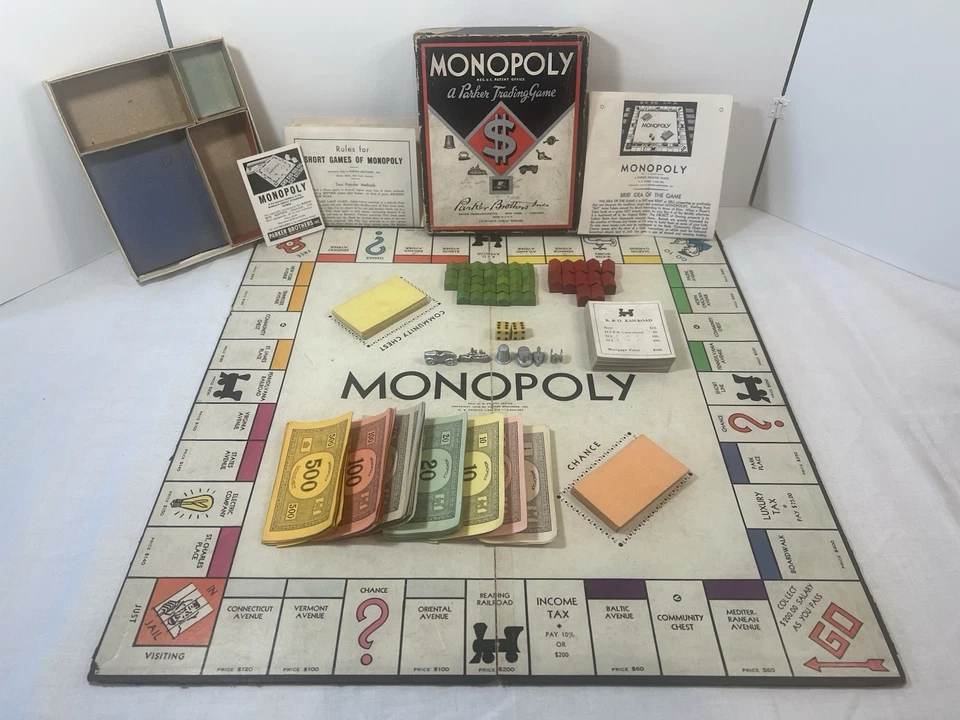 1936 Monopoly Board Game Black Box Parker Brothers RARE- See Description - Image 1 of 4