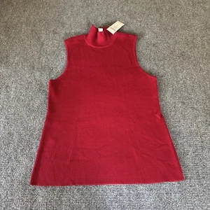 Elyse Sleeveless Mock Sweater Sz 2 Large Chicos Sultry Red New With Tags Ribbed - Picture 1 of 10