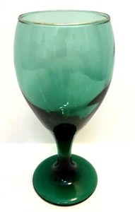 Vintage Libbey? Teal Turquoise Green Wine/Water Goblet Glass Gold Rim 6 3/4" - Picture 1 of 6