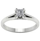 SI F 0.51 Carat Princess Diamond Solitaire Engagement Ring 14K White Gold RS 4-6