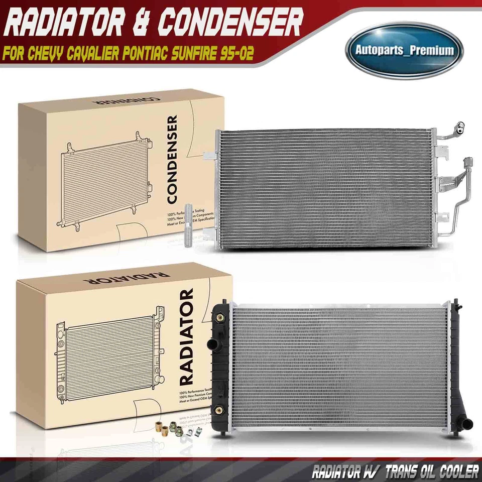 Kit de refrigeración de radiador y condensador de CA para Chevrolet Cavalier Pontiac Sunfire 95-02 Foto 1 de 4