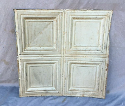 Antique Tin Metal Ceiling  2' x 2' Shabby VTG Old 24" SQ Chic  Gray 1158-20B Cover