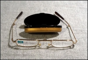 Gafas de lectura unisex plegables con marco dorado 1,75 con estuche de bolsillo #A1967 - Imagen 1 de 6