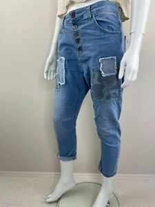 Naiif Vanilla Italy hellblau Knopfleiste Patches Jeans Hose S M L XL