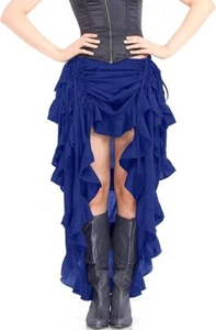 ThePirateDressing Women Steampunk Victorian High-Low Showgirl Skirt - Blue - Picture 1 of 1