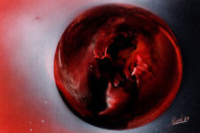 Large Moon Artwork in Red to Black color signed with matte by Jason Girard.