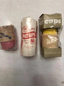 Vintage paper nut cups, yellow, pink, NOS, opened - Picture 1 of 5