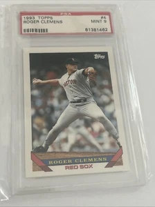 1993 TOPPS BASEBALL #4 ROGER CLEMENS BOSTON RED SOX GRADED PSA 9 MINT - Picture 1 of 4