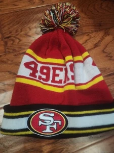 NFL San Francisco 49ers No Brand Winter Pom Knit Cuffed Beanie One Size Fits OSF - Picture 1 of 2