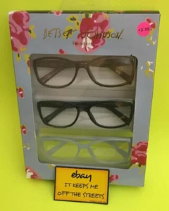 ❤️Authentic BETSEY JOHNSON 3 PAIR SET READING GLASSES READERS +2.50 NEW IN BOX❤️ - Picture 1 of 5