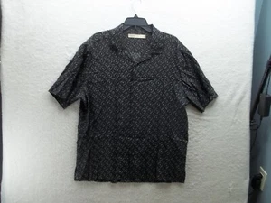 Perry Ellis Mens Black Button Up Shirt Short Sleeve Size L Rayon - Picture 1 of 7