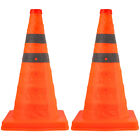 2 Pcs Road Cone Pp Foldable Parking Cones Traffic Sign Reflective