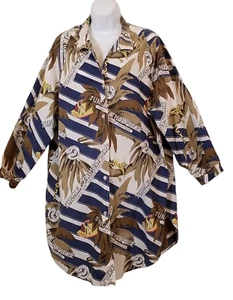 Peggy Lou California Blouse Women’s 42 (2X) Vintage Made USA Jungle Button Up - Picture 1 of 13