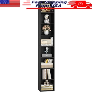8-Tier Media Tower Rack Adjustable DVD Shelf Slim Storage Cabinet Home Office US - Picture 1 of 6