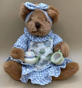 Russ Berrie Blueberry Teddy Bear 8" Plush with Ceramic Teacup & Teapot - Picture 1 of 9