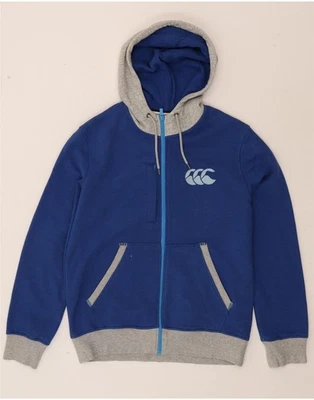 CANTERBURY Mens Graphic Zip Hoodie Sweater Small Blue Colourblock Cotton QF03 - Image 1 of 4