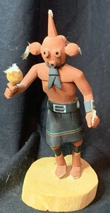 Vintage Mudhead Kachina Doll Hand Carved and Painted Hopi Artist Signed - Picture 1 of 6