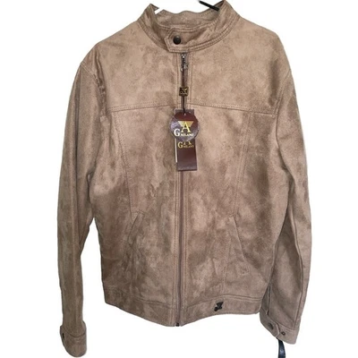 Chaqueta de Cuero Gamuza AG Milano Hecha en Italia Marrón Claro M Hombres Nueva con Etiquetas Talla XL Foto 1 de 4