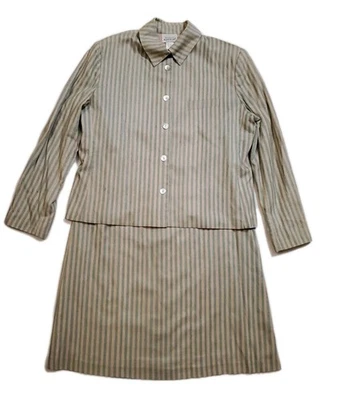 Traje Brownstone Studio New York 100% Seda Dos Piezas Damas Talla 16 Marrón Y... Foto 1 de 4