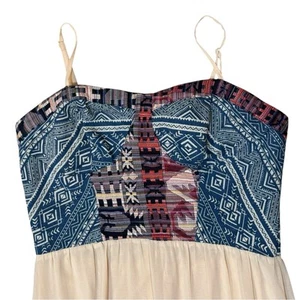Anthro Flying Tomatoe Maxi neu ohne Etikett Chambray Gr. LG Tribal fließend langes Sun Tank Kleid - Bild 1 von 17